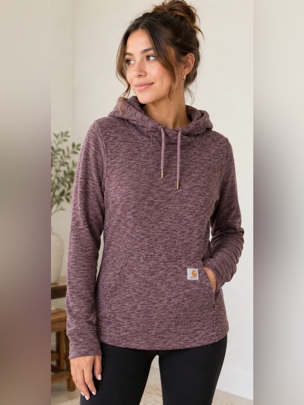 Carhartt Sweatshirt Hoodie Women’s Purple Plum Heather Kangaroo Pocket. Size L